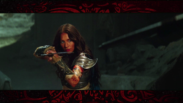 Woman armor sword dark room free wallpaper for desktop - medium preview image