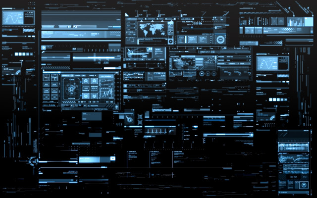 Black white computer multiple screens free wallpaper for desktop - medium preview image