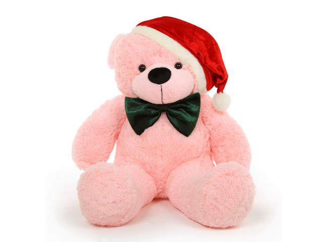 Pink teddy bear santa hat free wallpaper for desktop - medium preview image