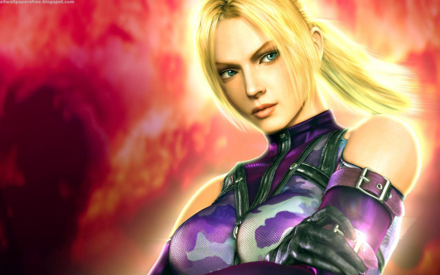 Purple woman gun red background free wallpaper for desktop - medium preview image