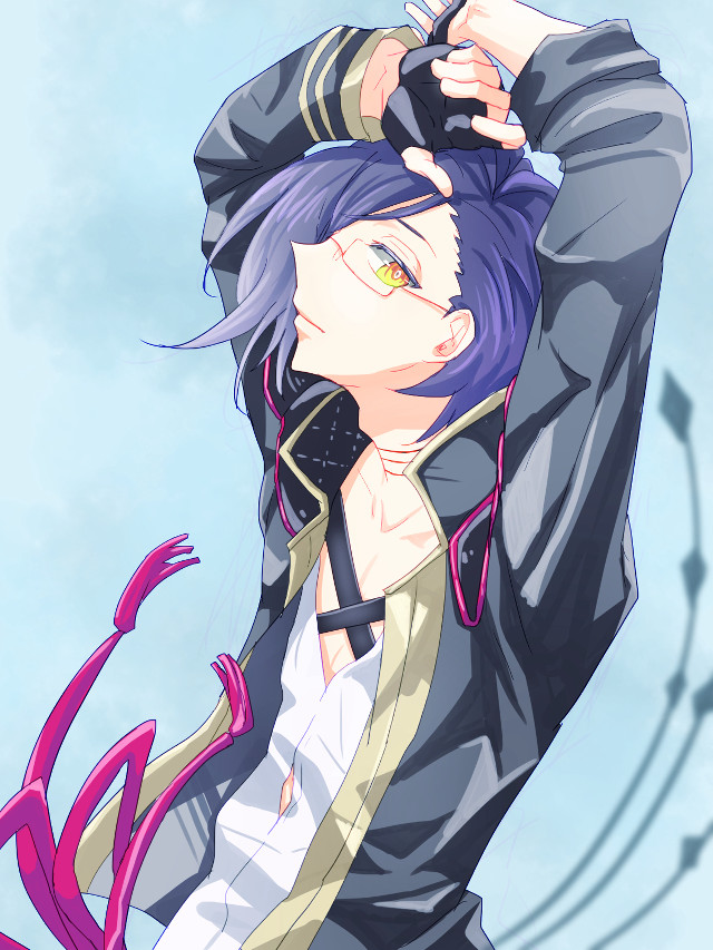 Purple hair anime character blurry free wallpaper for mobile - medium preview image