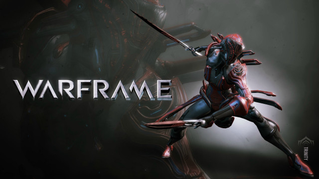 Warframe character running sword helmet free wallpaper for desktop - medium preview image