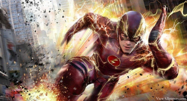 Flash running fire lightning red free wallpaper for desktop - medium preview image