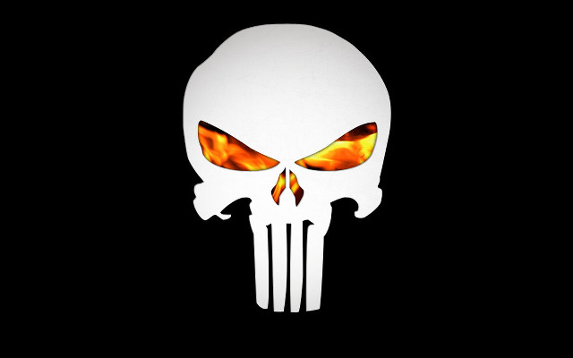 White skull orange eyes black free wallpaper for desktop - medium preview image