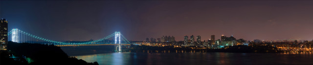 Night bridge city skyline lights free wallpaper for desktop - medium preview image