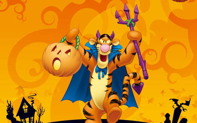 Cartoon character pumpkin cat hammer free wallpaper for desktop - medium preview image