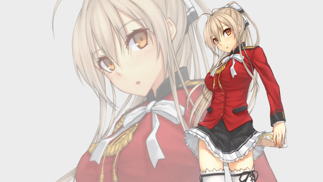 Anime blonde hair red uniform free wallpaper for desktop - medium preview image