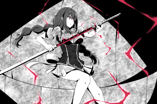 Woman sword black background red free wallpaper for desktop - medium preview image