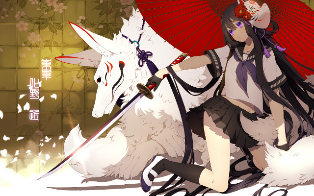 Woman red umbrella goat holding free wallpaper for desktop - medium preview image