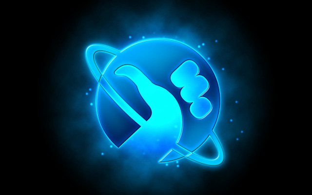 Blue glowing logo black background free wallpaper for desktop - medium preview image