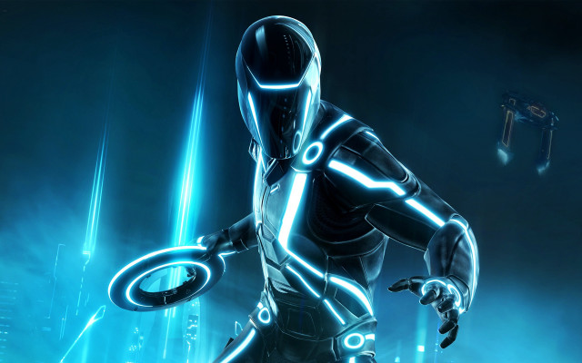 Futuristic man suit disc sci free wallpaper for desktop - medium preview image