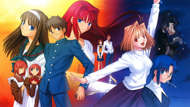 Anime characters sunset background gun free wallpaper for desktop - medium preview image