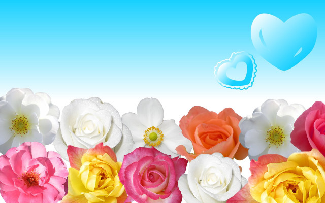 Heart shaped cloud flower bouquet free wallpaper for desktop - medium preview image