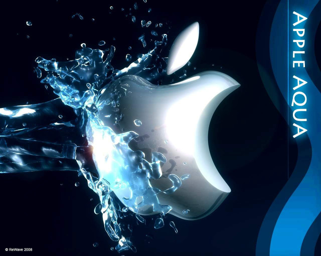 Apple logo water splash blue free wallpaper for desktop - medium preview image