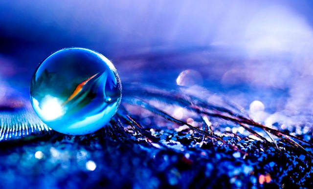 Blue glass ball blue cloth free wallpaper for desktop - medium preview image