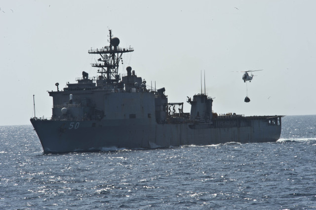 Large ship ocean helicopter flying free wallpaper for desktop - medium preview image