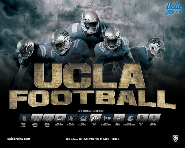 Uccla football poster three players free wallpaper for desktop - medium preview image