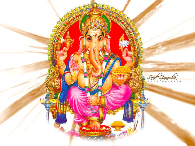 Ganesha throne light red background free wallpaper for desktop - medium preview image