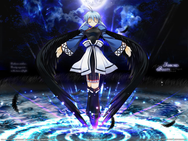 Anime blackwhitehair bluebackground moonlight magiccircle free wallpaper for desktop - medium preview image