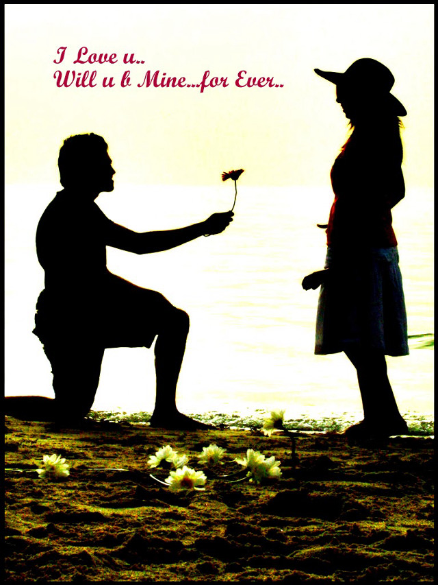 Man kneeling woman flower message free wallpaper for mobile - medium preview image