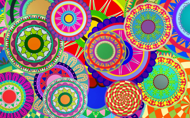 Colorful background circular objects center free wallpaper for desktop - medium preview image