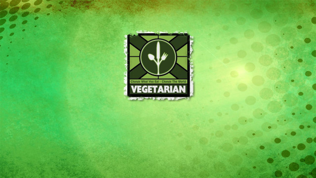 Green background vegetarian logo green free wallpaper for desktop - medium preview image