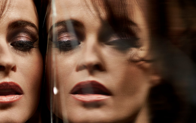 Woman eyes closed face reflected free wallpaper for desktop - medium preview image