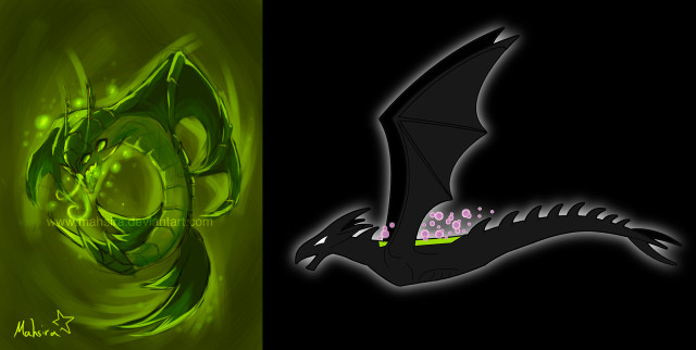Green dragon black tail glowing free wallpaper for desktop - medium preview image