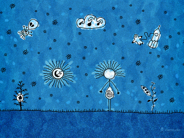 Person field birds sun moon free wallpaper for desktop - medium preview image