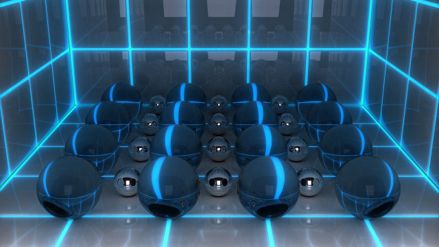 Room balls neon blue black free wallpaper for desktop - medium preview image