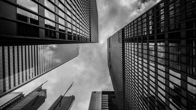 Black white tall buildings city free wallpaper for desktop - medium preview image