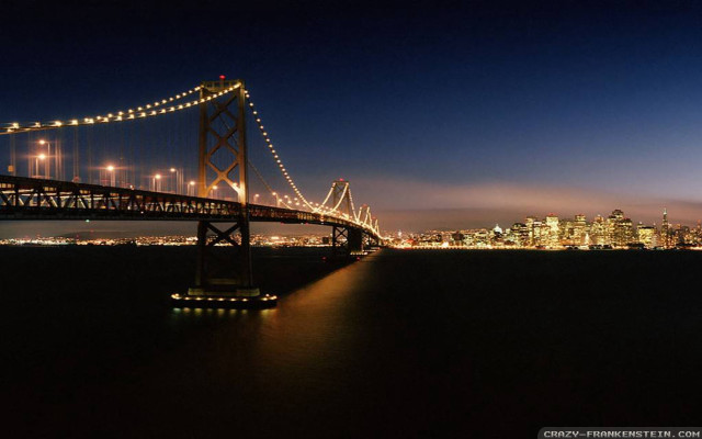 Bridge water night lights city #24 free wallpaper for desktop - medium preview image