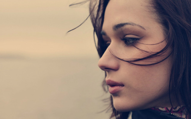 Woman black jacket red tie free wallpaper for desktop - medium preview image