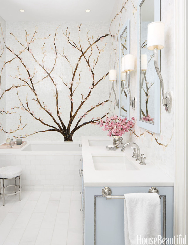 Bathroom tree wallpaper sink mirror free wallpaper for mobile - medium preview image