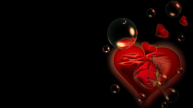 Heart bubbles black background red #2 free wallpaper for desktop - medium preview image