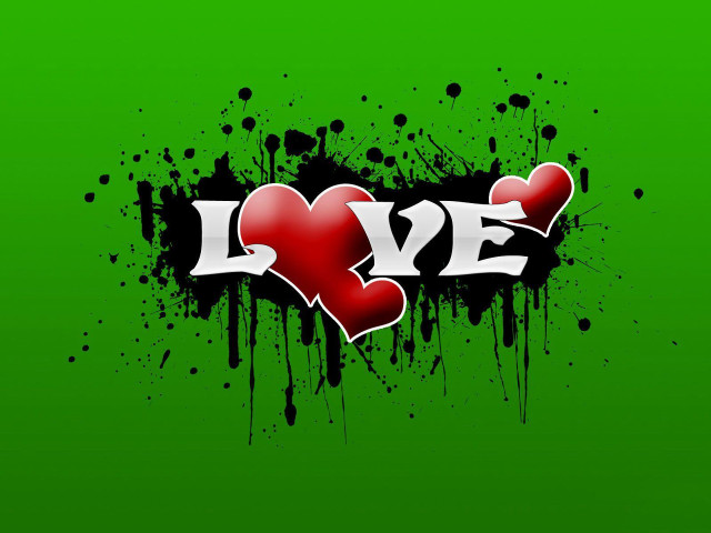 Green background red heart love #3 free wallpaper for desktop - medium preview image
