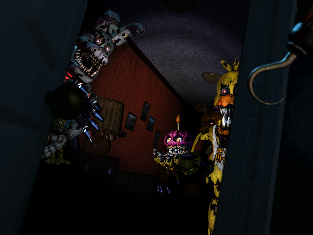 Cartoon character dark hallway creepy free wallpaper for desktop - medium preview image