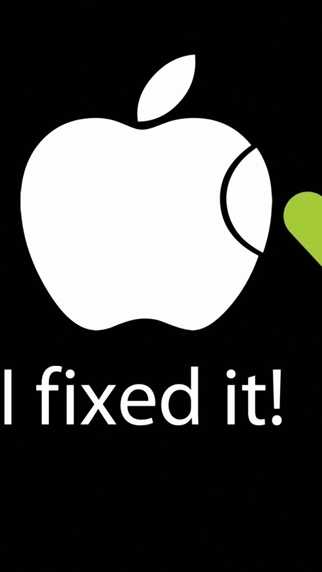 Black background green apple text free wallpaper for mobile - medium preview image