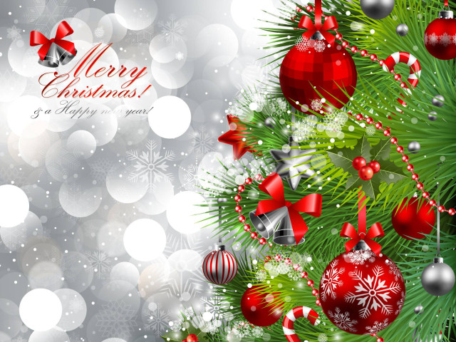 Christmas tree ornaments bow silver free wallpaper for desktop - medium preview image