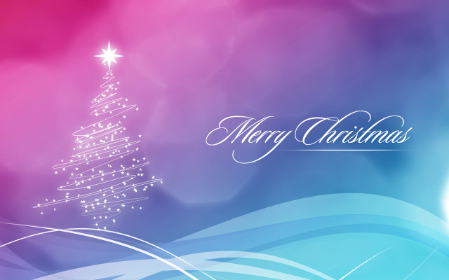 Christmas tree star blue pink free wallpaper for desktop - medium preview image