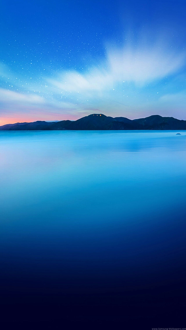 Beautiful blue ocean mountain star free wallpaper for mobile - medium preview image