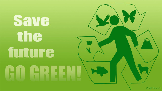 Green poster person fish recycler free wallpaper for desktop - medium preview image