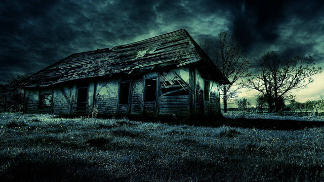 Creepy old house field dark free wallpaper for desktop - medium preview image