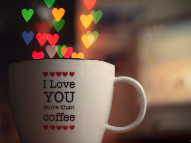 Coffee heart love english blurry free wallpaper for desktop - medium preview image