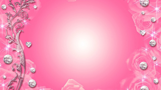 Pink background rose diamonds border #2 free wallpaper for desktop - medium preview image