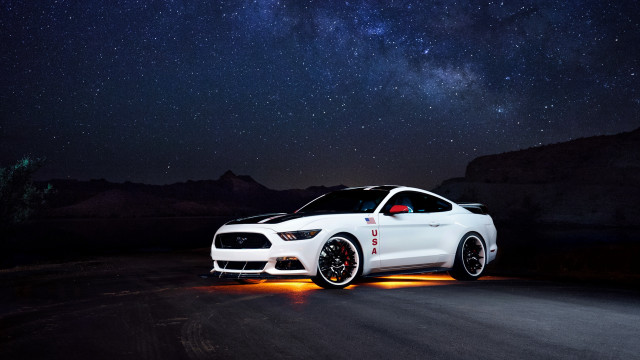 White mustang night sky stars free wallpaper for desktop - medium preview image
