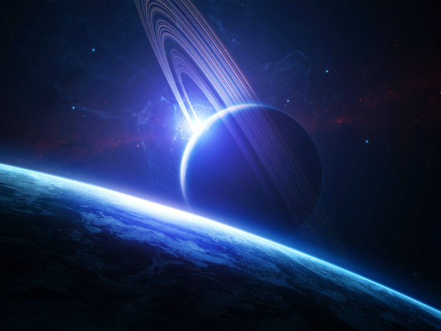Space scene planet saturn ring free wallpaper for desktop - medium preview image