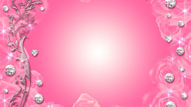 Pink background rose diamonds border #3 free wallpaper for desktop - medium preview image