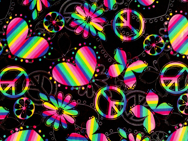 Colorful peace signs flowers bubbles free wallpaper for desktop - medium preview image