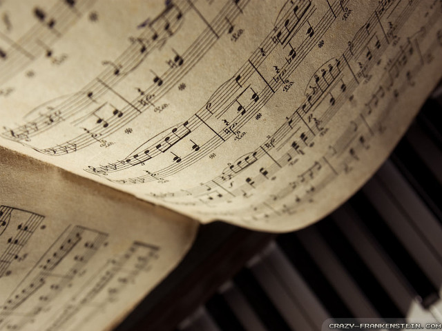 Sheet music piano keyboard background free wallpaper for desktop - medium preview image